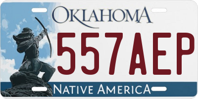 OK license plate 557AEP