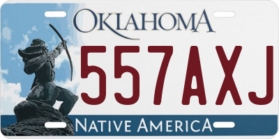 OK license plate 557AXJ