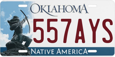 OK license plate 557AYS