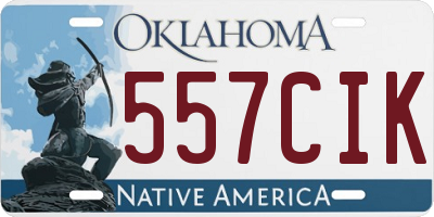 OK license plate 557CIK