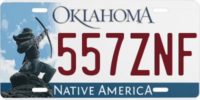 OK license plate 557ZNF