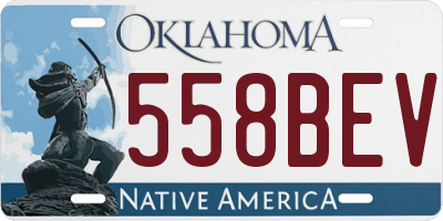 OK license plate 558BEV