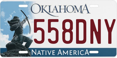 OK license plate 558DNY