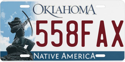 OK license plate 558FAX