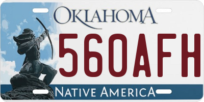OK license plate 560AFH