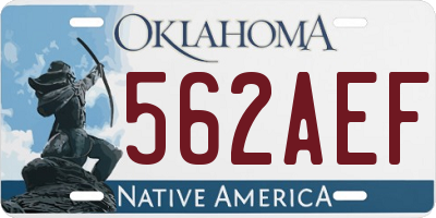 OK license plate 562AEF