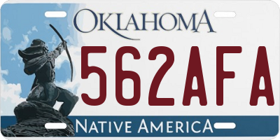 OK license plate 562AFA