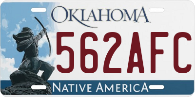 OK license plate 562AFC