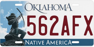 OK license plate 562AFX