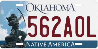 OK license plate 562AOL