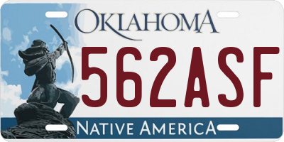 OK license plate 562ASF