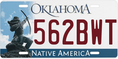 OK license plate 562BWT