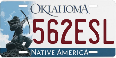 OK license plate 562ESL