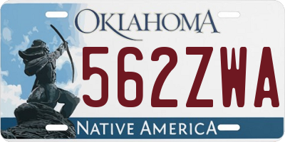 OK license plate 562ZWA