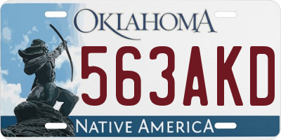 OK license plate 563AKD