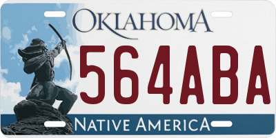 OK license plate 564ABA
