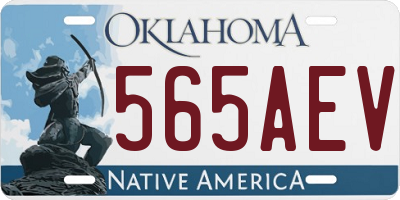 OK license plate 565AEV
