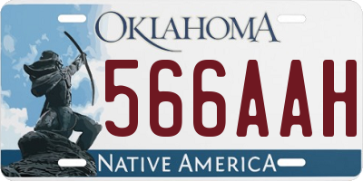 OK license plate 566AAH