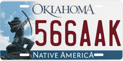 OK license plate 566AAK