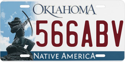 OK license plate 566ABV