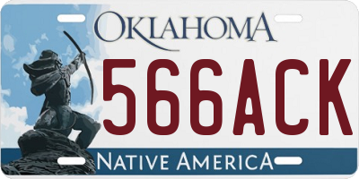 OK license plate 566ACK