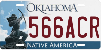 OK license plate 566ACR