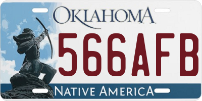 OK license plate 566AFB