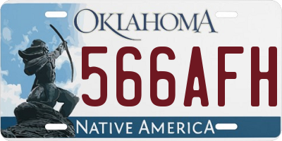 OK license plate 566AFH