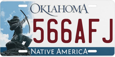 OK license plate 566AFJ