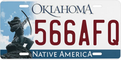 OK license plate 566AFQ