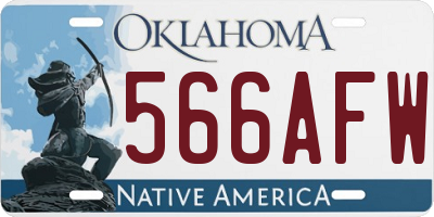 OK license plate 566AFW