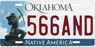OK license plate 566AND