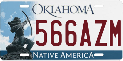 OK license plate 566AZM
