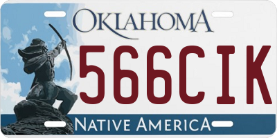 OK license plate 566CIK