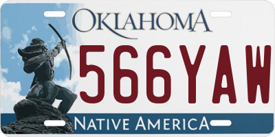 OK license plate 566YAW