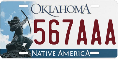 OK license plate 567AAA