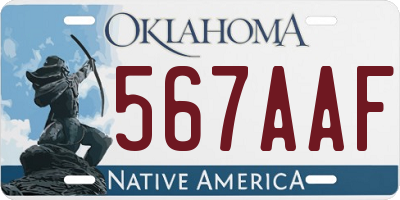 OK license plate 567AAF