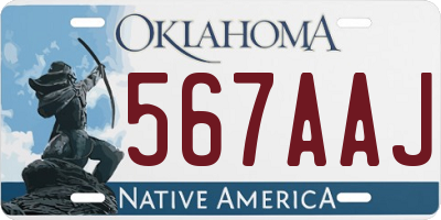 OK license plate 567AAJ