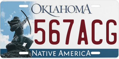 OK license plate 567ACG