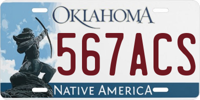 OK license plate 567ACS