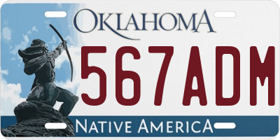 OK license plate 567ADM