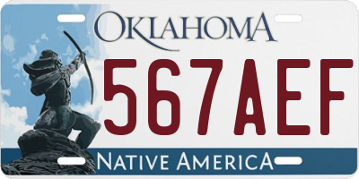 OK license plate 567AEF