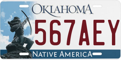 OK license plate 567AEY