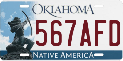 OK license plate 567AFD