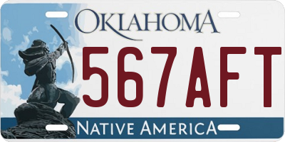 OK license plate 567AFT