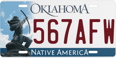 OK license plate 567AFW