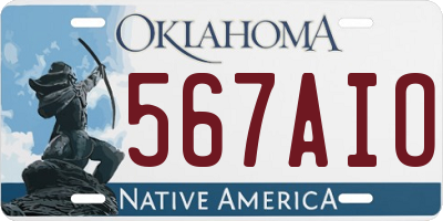 OK license plate 567AIO