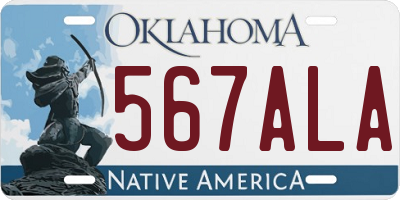 OK license plate 567ALA