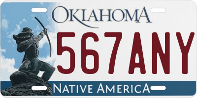 OK license plate 567ANY