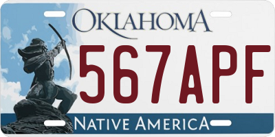 OK license plate 567APF